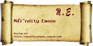 Mándity Emese névjegykártya